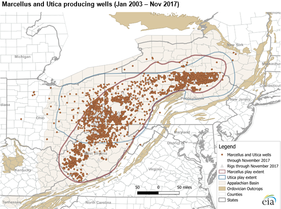 marcellus shale drilling map